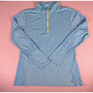 Lija Golf Activewear Blue Heathered Quarter Zip Long Sleeve Athletic Top Women's